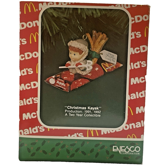 Enesco McDonald's Christmas Ornament Christmas Kayak 1992 Vintage Collectible - Picture 13 of 16